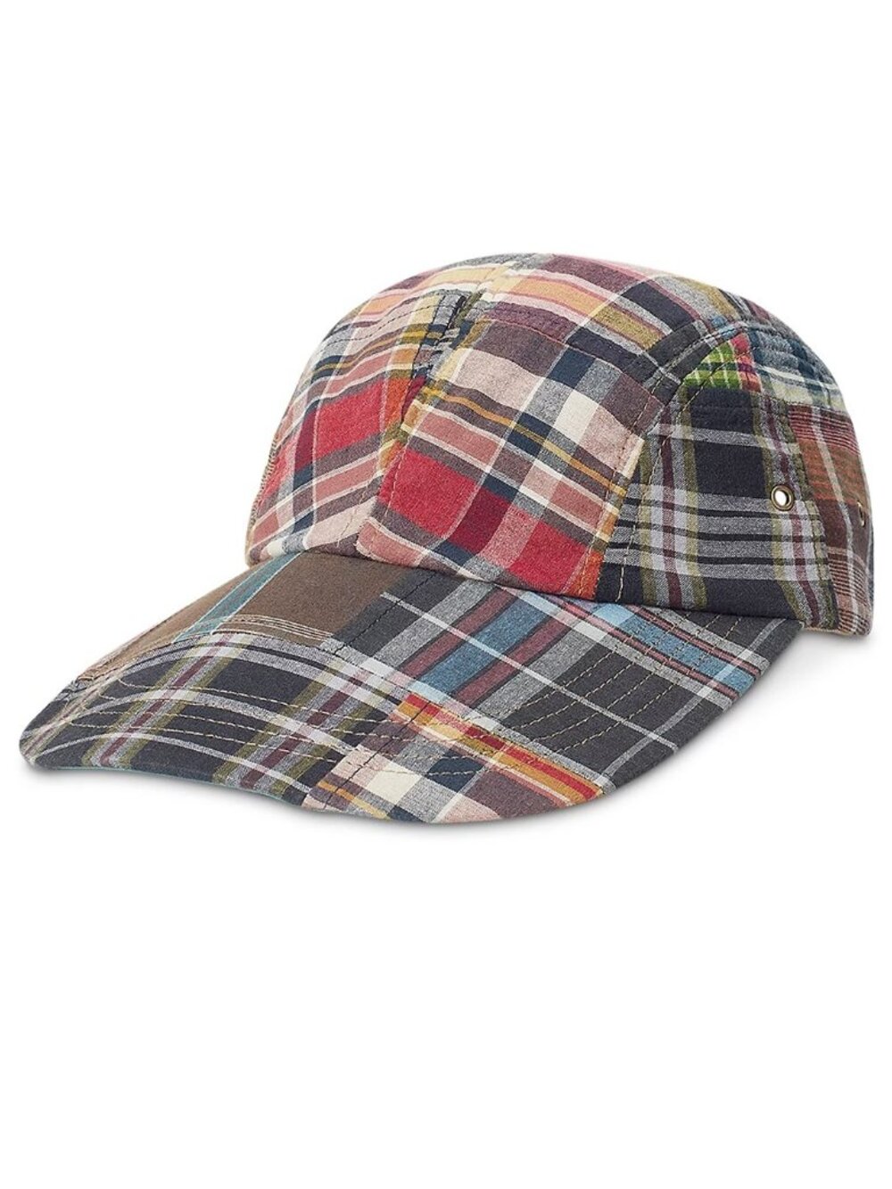 Polo Ralph Lauren Patchwork Indigo Madras Long Bill Cap Multi Mens OS NWT 150
